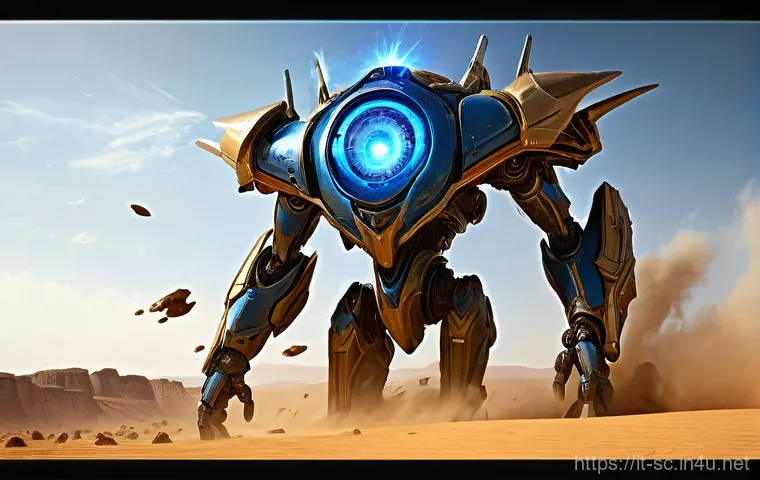 프로토스 중반 이후 공격 타이밍 - **"A grand Protoss mid-game assault: In the foreground, two imposing Immortals, their reinforced shi...