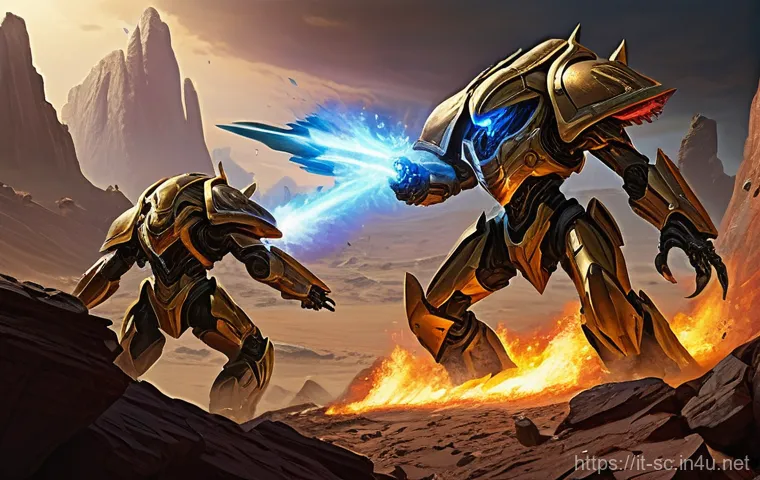 저그 히드라 운영법 - **Title: Hydralisk Ambush from the High Ground**
    **Prompt:** A dynamic, wide-shot illustration o...