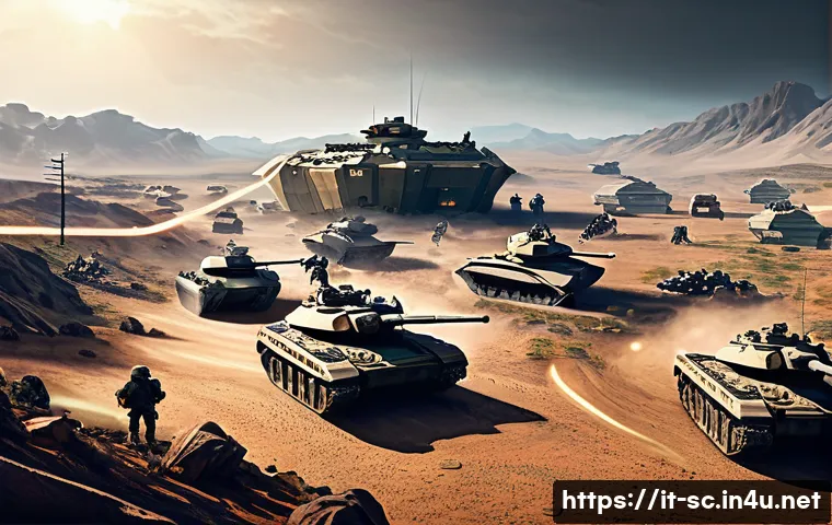 스타크래프트 프로게이머 경기 전략 - A detailed futuristic battlefield scene from a real-time strategy game, showing a balanced army comp...