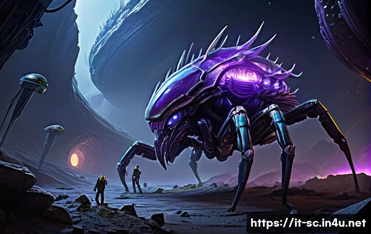 저그 퀸 활용 전략 - A detailed digital painting of a Zerg Queen strategically positioned near spiked Spine Crawlers and ...