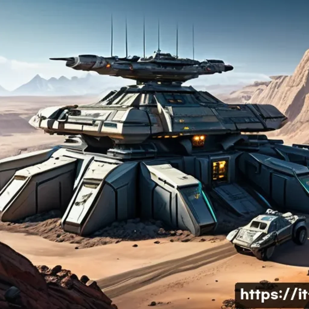 테란 방어 포지션 가이드 - A highly detailed sci-fi Terran defensive base entrance from a futuristic strategy game, featuring a...