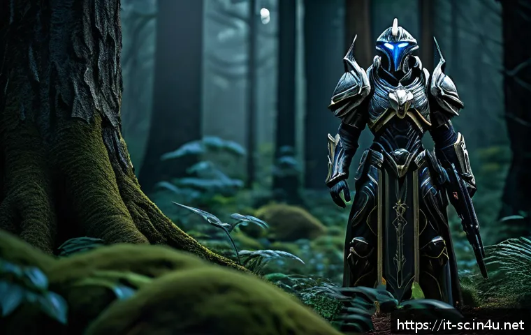 프로토스 다크템플러 은신 활용 - A detailed scene of a stealthy Dark Templar unit from StarCraft, fully armored and wearing intricate...