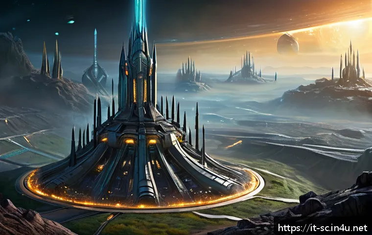 저그 스파이어 관리법 - A highly detailed digital illustration of a futuristic Zerg Spire structure from StarCraft II during...